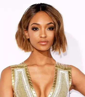 Jourdan Dunn with a textured bob with center part