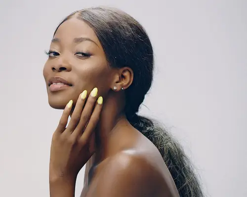 low ponytail studio portrait