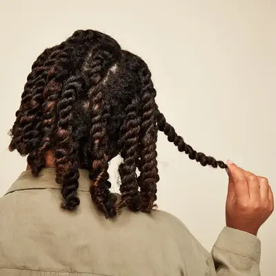 Final two-strand twist look, viewed from the back