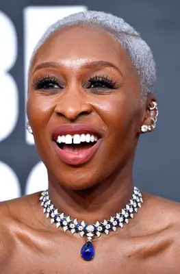 Cynthia Erivo with a silver buzz cut 
