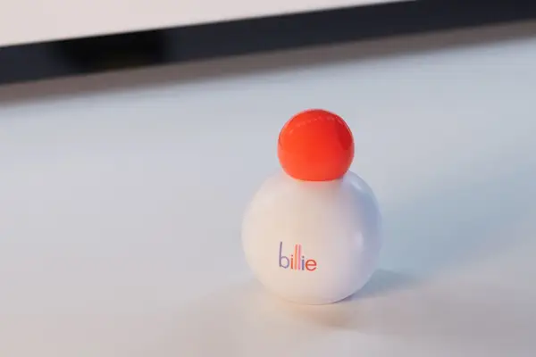Billie Floof Dry Shampoo displayed on a grey counter