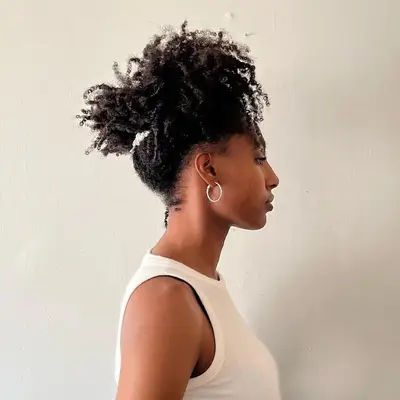 scrunchie in coily messy bun