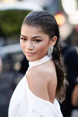 Zendaya with slicked back hair