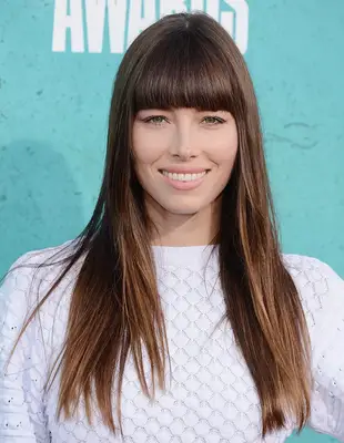 Jessica Biel with full bangs