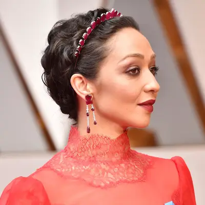 Ruth Negga with curly pixie haircut for thin hair to look thicker