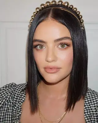 Lucy Hale sleek, straight bob with headband