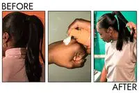 A before and after photo showing the effects of using PATTERN Palo Santo Curl Mousse