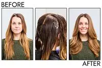 A before and after photo showing the effects of using Rossano Ferretti Parma Volumizing Mousse