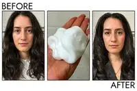 A before and after photo showing the effects of applying Sebastian Mousse Forte