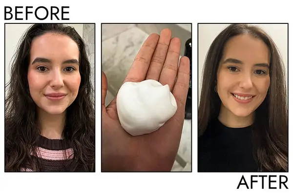 A before and after photo showing the effects of using L