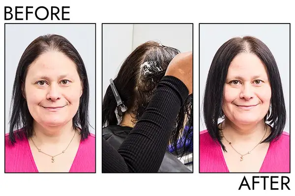 A before and after photo showing the effects of using L