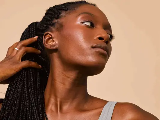 Woman touching her hair