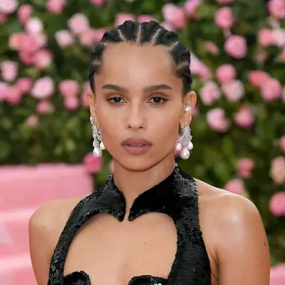Zoë Kravitz with sleek braided back cornrows at the 2019 Met Gala in New York City