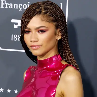 Zendaya with brown box braids at the 2020 Critics