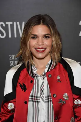 America Ferrera dark brown bob with baby blonde highlights