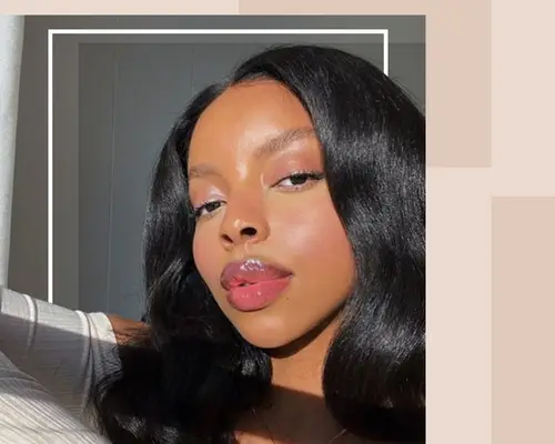 Woman with glossy skin and shiny hair