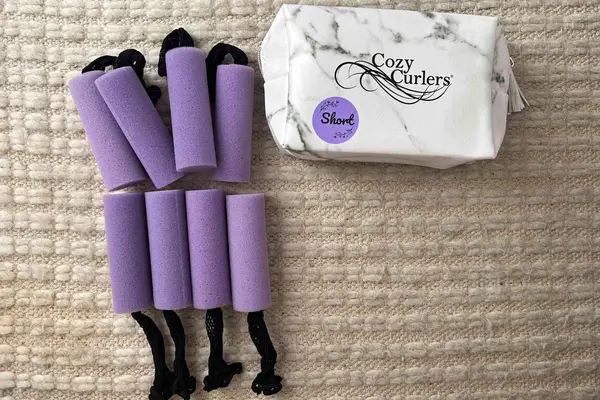 The Cozy Curlers Short Cozy Curlers pack on a flat surface