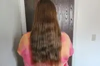 A person showing their hair before using the Mermade Hair Heatless Curls Kit