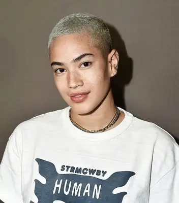 Mette Towley platinum buzzcut