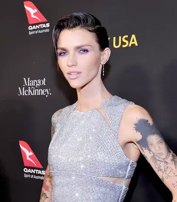 Ruby Rose wet-look pixie