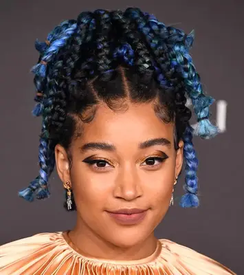 Amanda Stenberg models dip-dyed braids