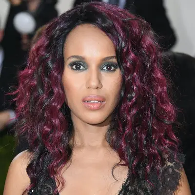 Kerry Washington with plum purple highlights at the Met Gala