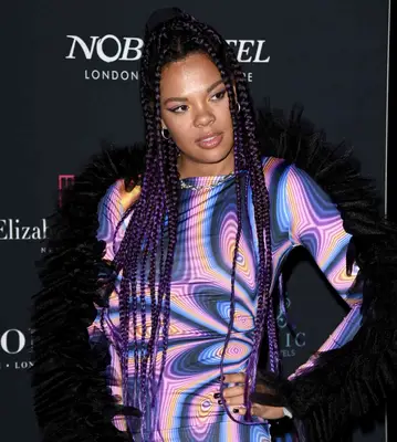 purple braids top knot hairstyle