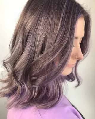 Ashy hair with lilac purple highlights