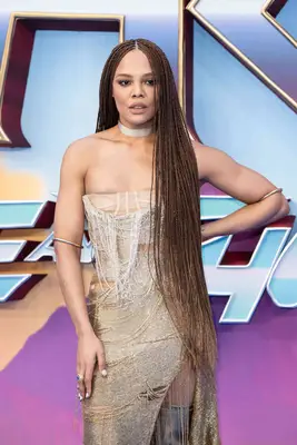 Tessa Thompson wearing leg-length box braids