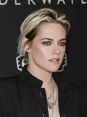 Kristen Stewart with a tousled and rooty Long Pixie Cut