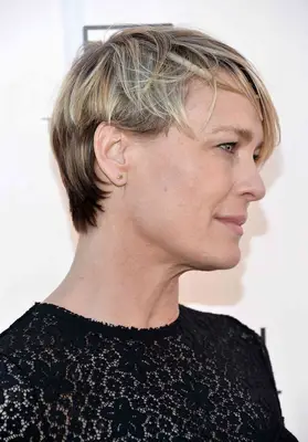 Robin Wright with a Long Pixie Cut with dimension and texture