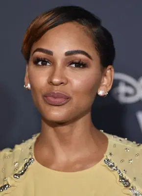 Meagan Good with a Side Parted and Stick-Straight long pixie cut