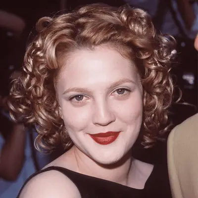 drew barrymore wearing tight curls