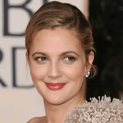 drew barrymore with pulled back updo