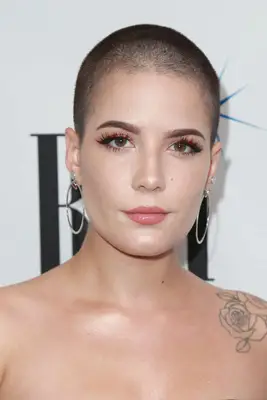 Halsey with a buzz cut