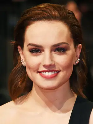 Daisy Ridley with swept-back long bob