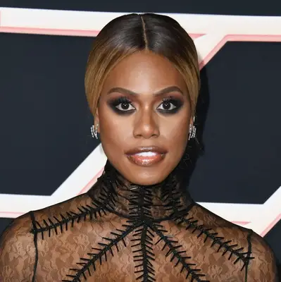 Laverne Cox sleek ombre hairstyle with smoky eye