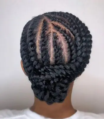 Cornrow chignon braided hairstyle