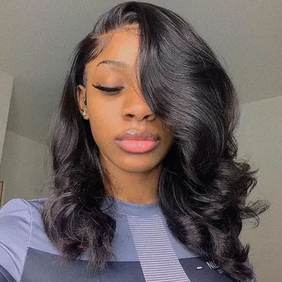 Woman wears a sew-in lace-front wig