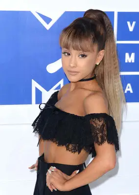 Ariana Grande with high crimped ponytail