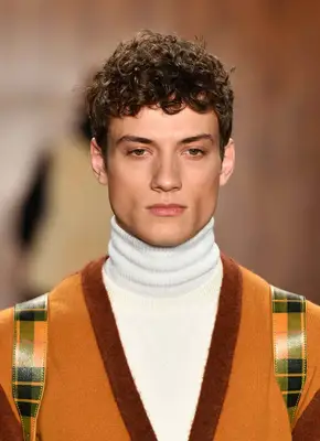 Male model with curly hair