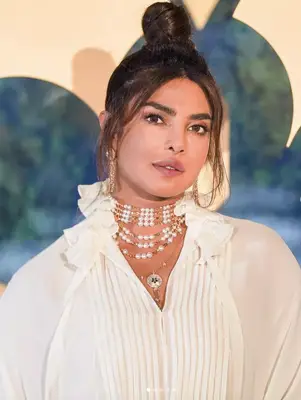 Priyanka Chopra with face framing tendrils