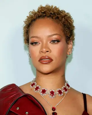 Rihanna with curly pixie cut 