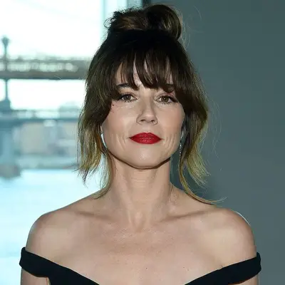 Linda Cardellini with updo and fluffy fringe bangs