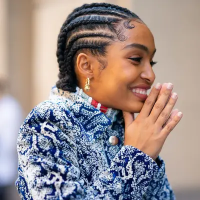 Yara Shahidi with braided updo 