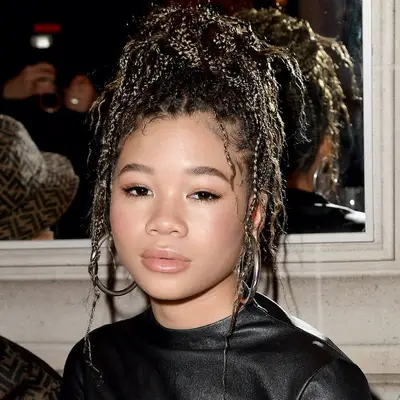 Storm Reid with micro braid updo 