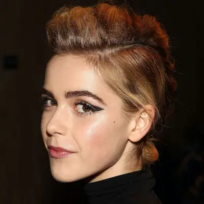 Kiernan Shipka with braided fohawk updo 
