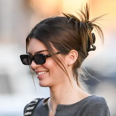 Kendall Jenner with claw clip updo 