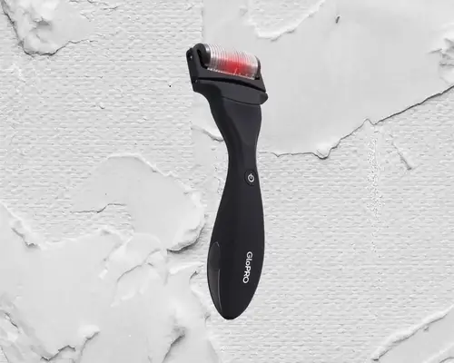 A Glopro beard roller against a white backdrop