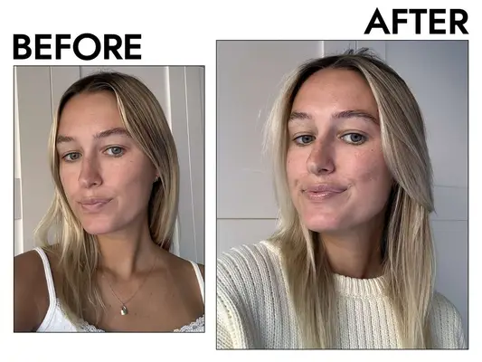 Person showing results after using Kerastase Hair Mask 